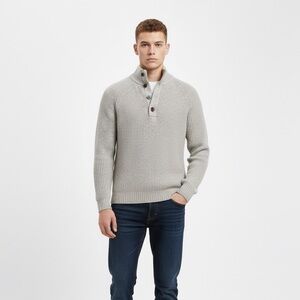 Banana Republic Light Gray Ribbed Crewneck Sweater